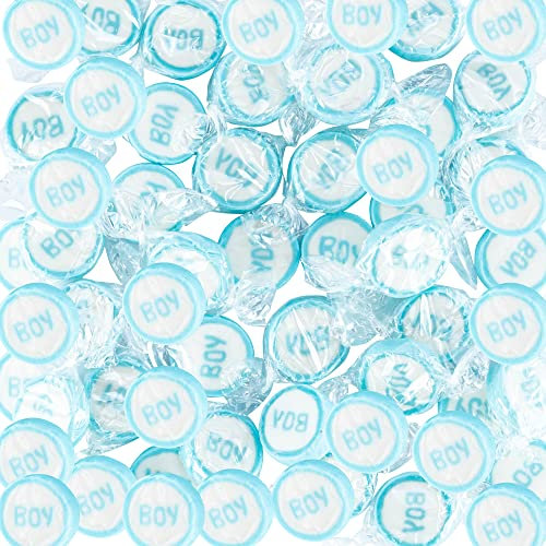 FOOD crew Rock Bonbons BOY - 500 g Rocks bonbon - Großpackung – Gender Reveal Party Deko Geschenke Baby Shower Deko Geburt Taufe – Handgemachte Bonbons einzeln verpackt