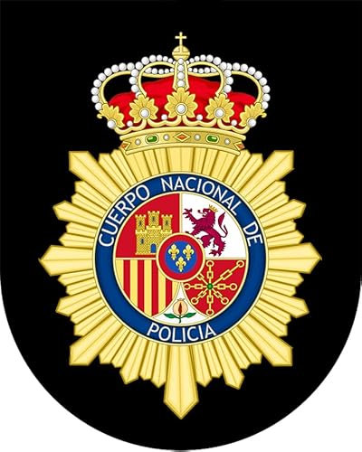 Parche Escudo Policía Nacional. Forma Escudo 7 x 5,5 cm Tela Impresa Borde Hilo Negro y tela de gancho Macho Trasero - 1 Unidad