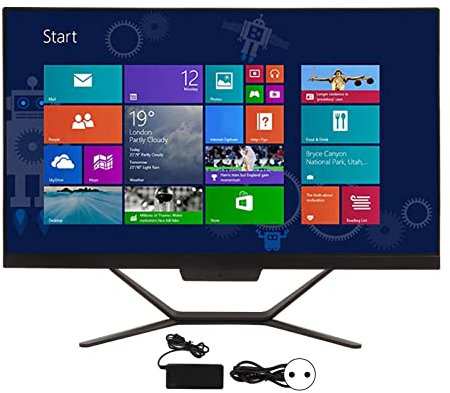 PUSOKEI All-in-One-Desktop-Computer, 23,8 Zoll 1920 X 1080 Full HD IPS-Display, 8 GB DDR4, 4-Kern-CPU, 2,4 G 5 G WiFi, 10-System, Touch-Steuerung, Eingebauter Lautsprecher, 23,8'' All-in-One(8+128G)