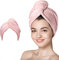 unel Serviette pour cheveux à séchage rapide, en microfibre, douce et anti-frisottis, super absorbante et douce, 65 cm x 25 cm (rose, 1)