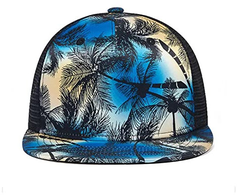 Baseballmütze Hiphop Sonnenhut Coconut Tree Cap Beach Mesh Atmungsaktiver Snapback-Hut für Erwachsene im Freien Sommer Strandurlaub Sun Trucker Cap Faltbar Verstellbar Hut Geburtstagsgeschenke