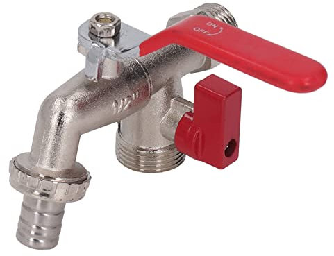 Wasserhahn mit Doppeltem Auslass, Außenhähne G3/4 Einlass und G1/2 Zoll G3/4 Zoll Auslass Gartenhahn Kugelhahn Wasserhahn