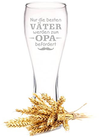 Leonardo Weizenglas mit Gravur - Nur die besten Väter werden zum Opa befördert - Geschenke für Papa zum Vatertag - Geschenk für Bierkenner - Geschenkidee für Ihn Männer zum Geburtstag - 500 ml