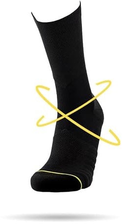 ROLLO SOCKS Team 5.0 All Black - Laufsocken mit gezielter Kompression, Running, Sprunggelenk stützend, Bandage Fußgelenk, Sportsocken, Für jeden Sport geeignet, Größe M (40-43)