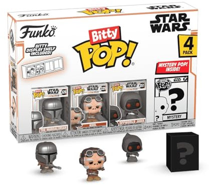 Funko Bitty POP! Mandalorian - The Mandalorian™, Bitty Pop! Kuiil™, Bitty Pop! Offworld Jawa™, und eine geheimnisvolle Bitty Pop!-Figur - 0,9 Zoll (2,2 cm) zum Sammeln - Geschenkidee - Cake Topper