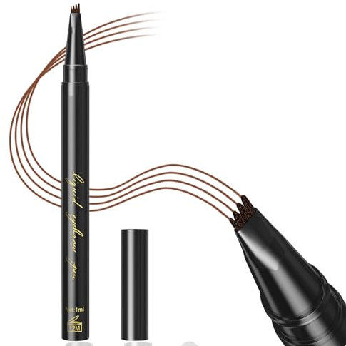 Eyebrow Pencil, Light Brown Waterproof Eye Brow Pen Microblading Smudge-Proof Long Lasting Brow Pencil with 4-Fork-Shaped Tip