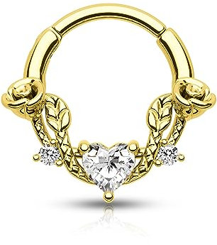 CM Crareesi Mania Rose Septum Piercing 16G Scharnier Segmentringe 316L Edelstahl Daith Ohrringe Herz CZ Septum Daith Helix Knorpel Piercing Schmuck