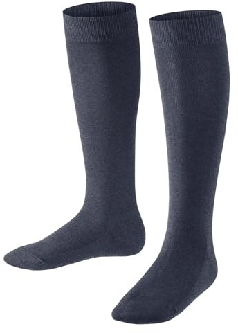 FALKE Unisex Kinder Kniestrümpfe Family K Kh nachhaltige Baumwolle lang einfarbig 1 Paar, Blau Dark Blue Melange 6688, 35-38