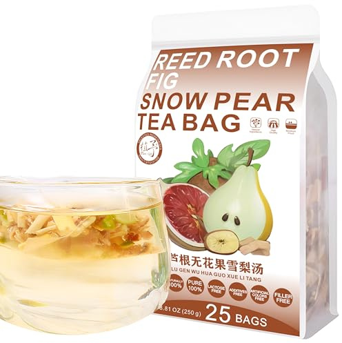 Plant Gift 50 Cups Reed Root Fig Snow Pear Soup Bag (芦根无花果雪梨汤 LU GEN WU HUA GUO XUE LI TANG) 8.81oz (5g*50bags/250g) Natural Mixed Herbal Combination of Floral Tea