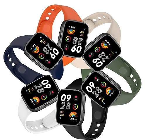 BDIG Pack of 6 Sports Bracelets Compatible with Xiaomi Redmi Watch 3, Soft Silicone Replacement Strap for Men and Women