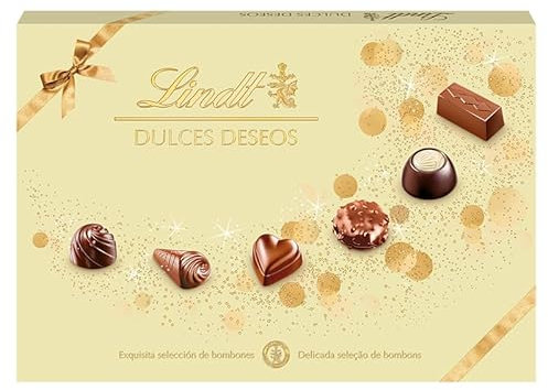 Lindt Dulces Deseos Caja de bombones de chocolate surtidos, chocolate con leche, chocolate negro, chocolate blanco, bombones para regalar, caja de bombones, 337 g