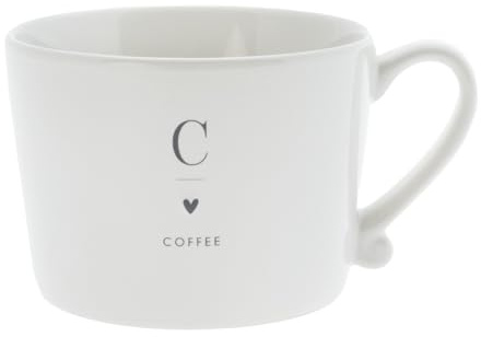 Tasse mit Henkel Coffee Keramik weiß schwarz RJ/CUP 113 BL Keramikgeschirr gedeckter Tisch