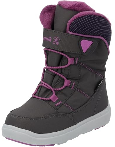 Kamik Southpole4 Kinder Schneestiefel Stance - Wasserdichte Winterstiefel Warm gefüttert - Jungen und Mädchen Stiefel - Perfekt für den Kinderfuß Grau (Charcoal/orchid) EU29