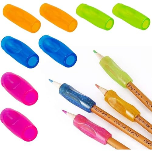 Pencil Grips, 8 Pcs Finger Grips Holder, colorful Silicone Pencil Grips,Pencil grips for children,Pencil grip for kids, Ergonomic Writing Aid for Children Kids Adults, Orange,Blue,Green,Pink