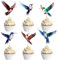 Blumomon 24 Stück Vögel und Tiere Cupcake Toppers Kolibri Cupcake Picks Vogelmuster Tiere Kuchen Dekorationen für Kindergeburtstag Party Themenparty Dekorationen Zubehör