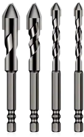 High-Strength Eccentric Twist Drill Bit Set,Special Crooked Tip Eccentric Metal Drill Bits,Tile Drill Bit,Multifunction Masonry Drill Bit Set Carbide Tip for Tile,Plastic,Cement,Wood,Glass,6+8+10+12mm