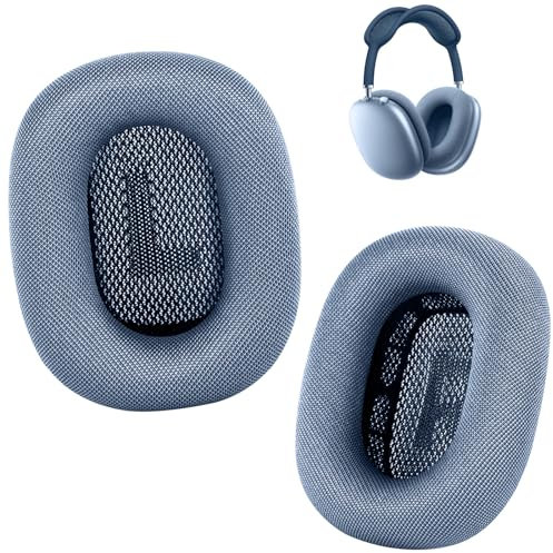 Almohadillas para auriculares AirPods Max, almohadillas de malla mejoradas de repuesto compatibles con Apple AirPods Max con capa de silicona, imán, espuma viscoelástica y aislamiento de ruido (azul
