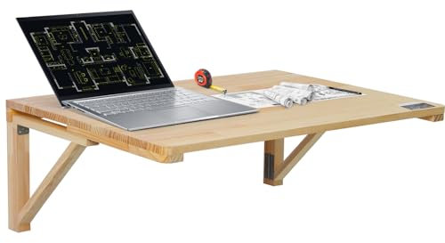 VEVOR Tavolo Pieghevole a Parete, Tavolo a Ribalta Montaggio a Parete 80 x 60 cm Scrivania Galleggiante Staffa in Ferro, Scrivania Pieghevole per Ufficio Domestico, Tavolo Sala da Pranzo Cucina Bar