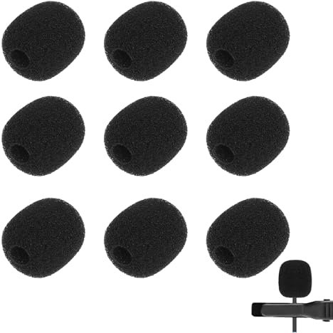 10 Pcs Mini Windscreen for Headset Microphone Small Size Microphone Covers Foam Lavalier Microphone Windscreen Foam Cover Wind Screen for Mics Lapel Microphone Replacement Kit (Black)
