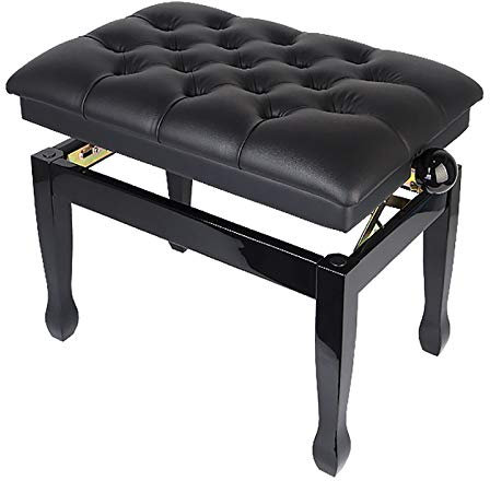 SDdPulse Klavierhocker, höhenverstellbar, luxuriöses Leder, gepolsterter Klavierhocker, rückenfreier Keyboardhocker, Tragfähigkeit bis zu 200 kg, Schwarz