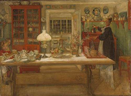 SYlale Berühmtes Gemälde Bunte Wandkunstleinwand Leinwand Gemälde Getting Ready von Carl Larsson Bilder Deko Kunstwerk für Wohnzimmer 60x90cm