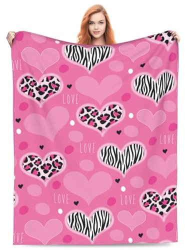 Coperta in flanella con stampa zebrata rosa e nera, super morbida, in pile zebrato, con stampa zebrata, regalo per San Valentino, per ragazze e donne, leggera, calda, accogliente, per letto, divano,