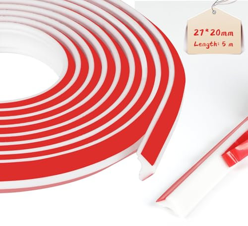 LALAGO Modanatura Autoadesiva Flessibile, Striscia di Bordatura per Pareti Angolari, Strisce di Calaftaggio, Rifiniture a 1 Quarto di Tondo Decorazione Bordo e Angolo Piastrelle (5M,27x20mm,Bianco)