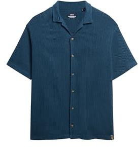 Superdry Herren Gestricktes Strukturhemd Marineblau Strukturiert XL
