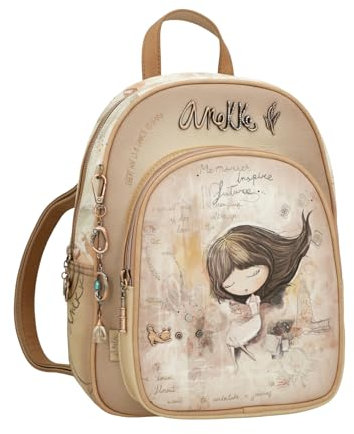 Anekke Rucksack mit Fronttasche, funktionales Design und verstellbaren Griffen, großer Fassungsvermögen, Maße: 24 x 30 x 7 cm, Mehrfarbig