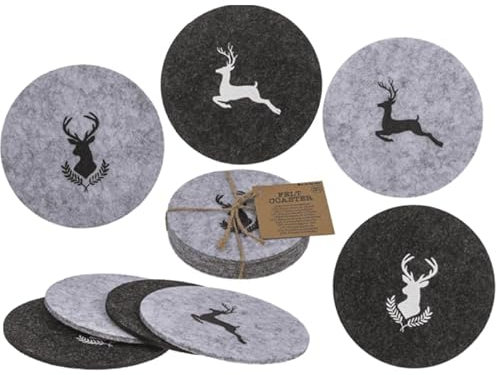 Filz-Untersetzer, Hirsch, D:10 cm,