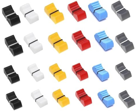BEPSYOM 24 Stück Fader Knöpfe Faderknopf Aufnahme Mixer Straight Slide Potentiometer Bunte Fader Caps slider kappe Fader Pioneer für DJ Mixer die Lautstärkeregelung der Gitarrenkonsole