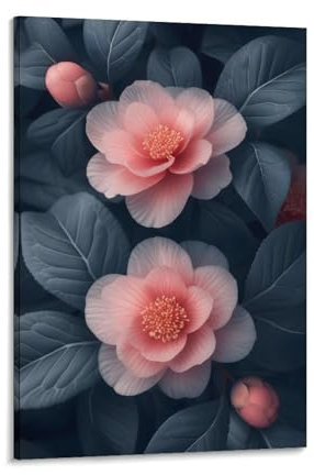 aaaaab Gemälde mit rosa und schwarzen Blumen für Schlafzimmer, Wandbilder für Teenager, Mädchen, Frauen, Wohnzimmer-Dekoration, 30 x 45 cm