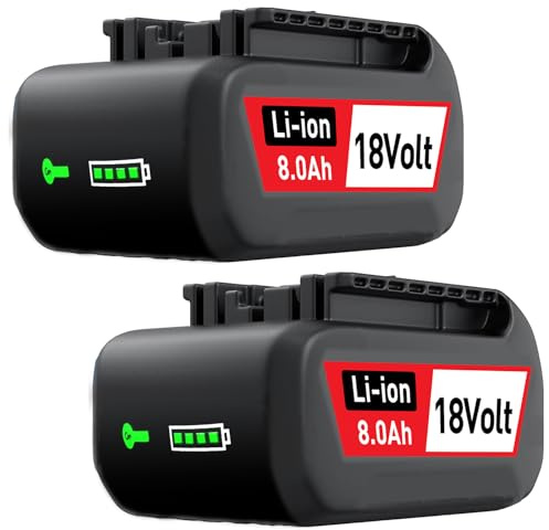 2 X 8.0Ah/8000mAh Ersatzakku für Bosch Akku 18V Kompatibel mit Bosch 18V Akku BAT609 BAT622 BAT609G BAT618G BAT619 BAT618 (Nicht Kompatibel mit 18 Volt Green Tools House & Garden System)