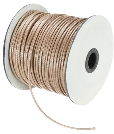 sourcing map Waxed Cord 2.5mm Waxed Polyester Cord 87 Yard Wax String for Bracelet Making, Necklaces, Beading, Jewelry Making and DIY Crafts(Khaki)