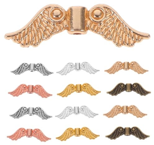 CIMAXIC 60 Stück Flügel Handgefertigter Schmuckanhänger Charms Loom Medaillon Charm Halskette Armband Abstandsperle Für Frauen Charm Für Selbstgemachten Schmuck Engelsflügel Zum