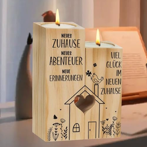 Geschenk Zum Einzug, Einweihungsgeschenk Haus， Viel Glück in Ihrem Neuen Zuhause， Dekoration Atmosphäre Ornamente， EIN Herzförmiger Kerzenständer Verschenken