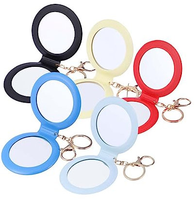 VALICLUD Specchio Pieghevole Bifacciale Tascabile Piccolo Per Trucco, Mini Specchietto Compatto Chiusura, Cornice in Pelle Pu Rossa, Portatile Per Donne e Viaggi