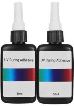 Adhesivo de curado UV ultratransparente de aplicación universal. Pegamento de resina UV transparente de tipo duro para reparación de plástico, iluminación de vidrio y decoración artesanal. (2PCS)
