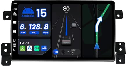 BXLIYER - Octa-Core, 6G+128G - Android 14 Autoradio para Suzuki Grand Vitara (2005-2015) Radio GPS Navi - Inalámbrico CarPlay Android Auto - Dab WiFi Volante Bluetooth - Cámara Mic - 9 Pulgada 2 DIN