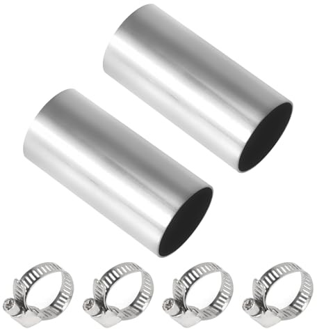 2 Stück Abgasrohr Standheizung Verbinder Ø 24mm, 50mm Länge | Edelstahl Abgasrohr Standheizung Stumpf mit 4 Klammern, Verlängerungsrohr Rohrverbinder, Auspuffrohr Rohrverbinder für Auto