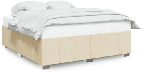 Eleganz Bettgestell 200x200 cm Creme Stoff – Modernes Doppelbett mit hochwertigem Bezug, langlebig & stabil, ideal für Schlafzimmer in Creme-Optik