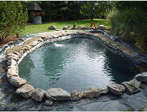 HDPE Teichfolie aus schwarzem Gummi, 10 m x 10 m, wasserdichte Unterlage für Gärten, Springbrunnen und Hochteiche, verstärktes, undurchlässiges Material für lange Lebensdauer