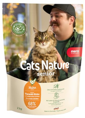 MERA Cats Nature Senior Huhn 400g Katzenfutter trocken ohne Getreide | Hochwertige Rezeptur für ältere Katzen - Alleinfuttermittel, Monoprotein, mit hohem Fleischanteil, magenschonend