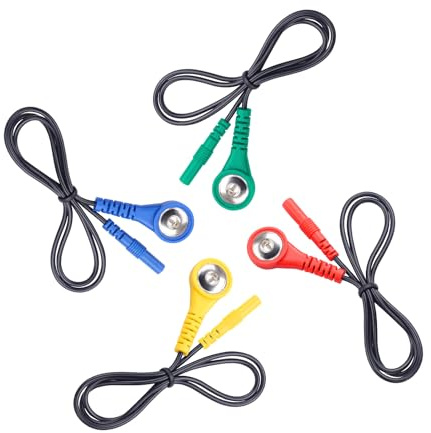 TIENFOKOTA 4-teiliges Elektrodenkabel-Set, zur Umwandlung von 3,5-mm-Buchsenanschlüssen in 2-mm-Stiftanschlüsse, kompatibel mit TENS- und EMS-Geräten, in 4 Farben. 0,5 m/1,64 ft