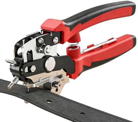 VOBOR Sacabocados Para Cuero con Disco Rotativos Equilibrados, 2-4,5mm 6 Punzones Agujeros Sólidos en Forma de V, para Cuero, Cinturones, Hojas de Hierro Finas, Tarjetas de Papel, Plásticos