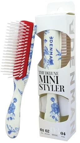 Denman Mini Curl & Blow-Dry Styling Brush – Define Curls, Smooth Frizz & Style Short Hair with Precision, D14 Blue Belle