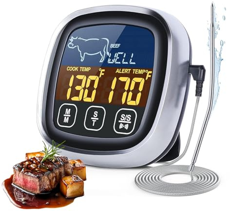 Thermomètre à viande numérique - 2,95 pouces - Thermomètre de cuisson étanche - Minuteur de cuisson pour barbecue, four, barbecue, barbecue, barbecue, barbecue, barbecue, barbecue, barbecue, avec