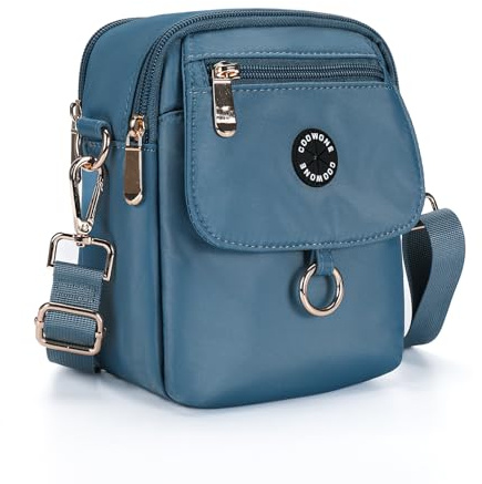 COOWONE Dog Treat Pouch Waterproof Dog Walking Bag with Poop Bag Holder, Multiple Pockets Messenger Bag, Adjustable Shoulder Belt Bilayer Crossbody Bag for Puppy Training Hiking (Peacock Blue)