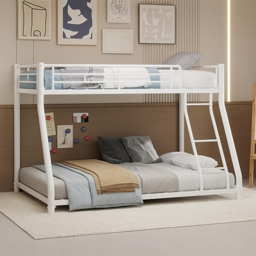 Netrum Hochbett 140x200 90x200 Bettgestell L-Förmig Etagenbett Jugendbett Modernes Metallbett Doppelbett Kinderhochbett Hochbett Kinder Doppelstockbett Bunk Bed Betten Bettrahmen Bed Frame, Weiß