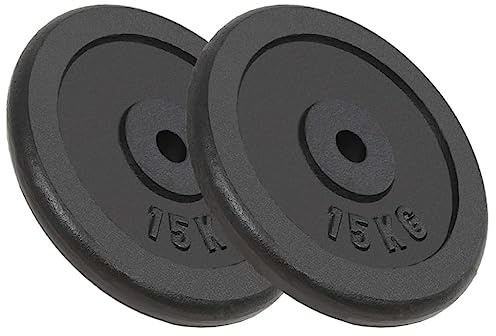 Teenpull Hantelscheiben 2x15 kg Gusseisen mit Kunststoffbeschichtung, 30,7 cm Durchmesser, 30 mm Loch, 2 Stück für Kurzhantel Langhantel Krafttraining Fitness Workout Muskelaufbau Heimtraining